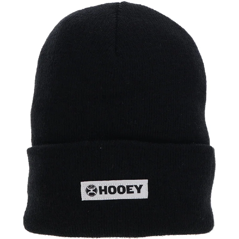 "Hooey Beanie" Black w/White & Black Patch