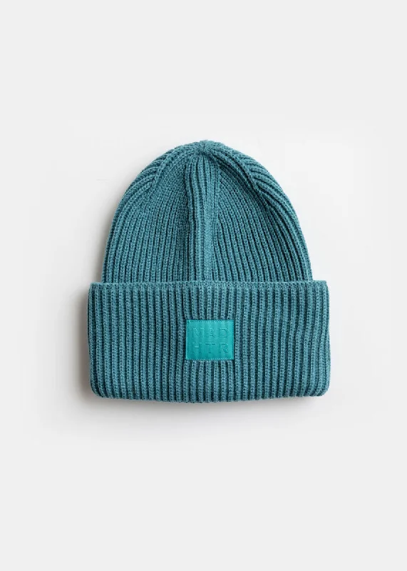 Adult Mad Hatter Ribbed Knit Beanie - Teal