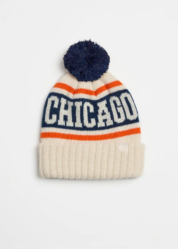 Adult Mad Hatter Chicago Varsity Beanie - Navy & Orange