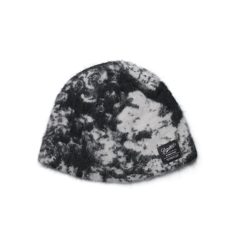 FLOWER ANGORA BEANIE BLACK