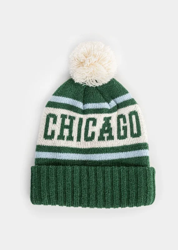 Adult Mad Hatter Chicago Pom Beanie - Emerald