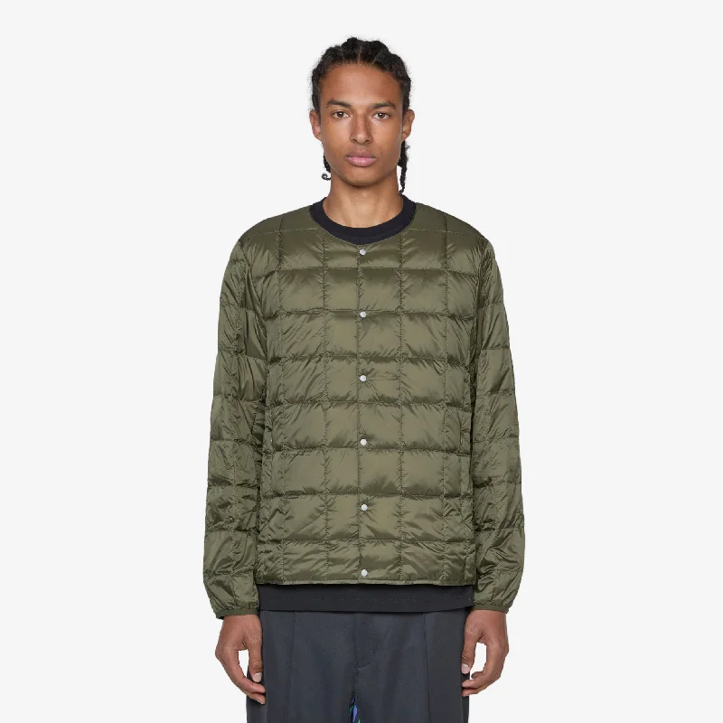 Crew Neck Soft Shell Button Down Jacket Khaki