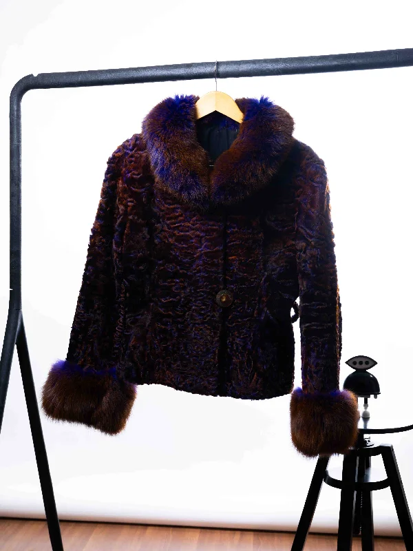 Golden And Purple Fur Jacket