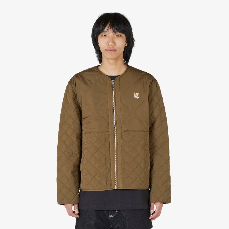 Quilted Blouson in Nylon with Institutional Fox Head Khaki