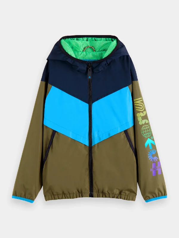 Kids - Water-repellent colourblock lightweight jacket