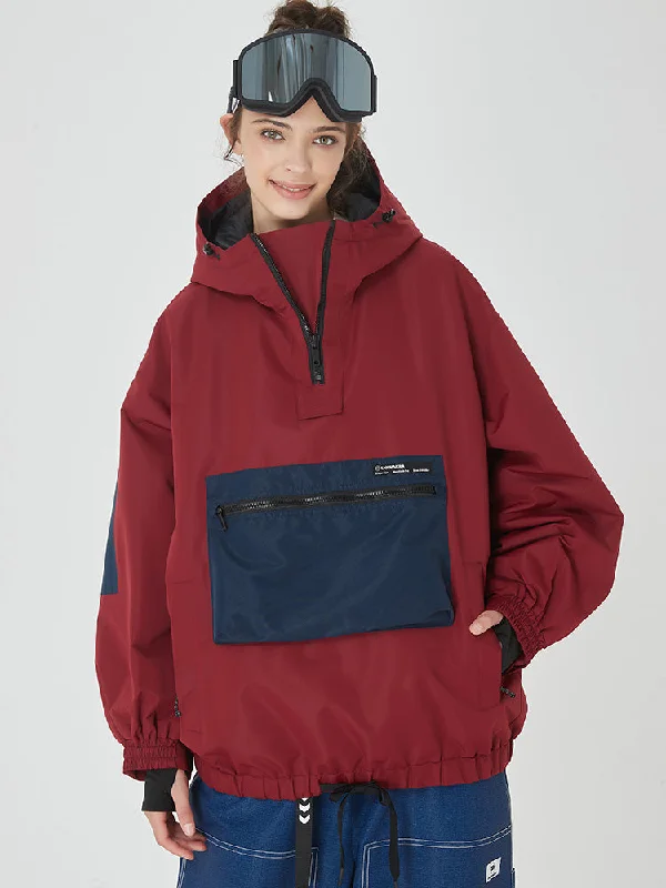 Women's Winter Bomber Baggy Snowboard Jacket Big Cargo Pocket Snow Coat